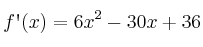 f\textsc{\char13} (x)=6x^2-30x+36