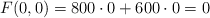F(0,0)=800 \cdot 0+600 \cdot 0 =0