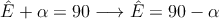 \hat{E}+\alpha=90 \longrightarrow \hat{E}=90-\alpha