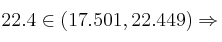 22.4 \in (17.501, 22.449) \Rightarrow