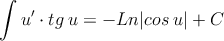 \int u^\prime \cdot tg \:u = - Ln|cos \: u| + C