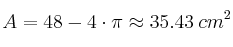 A = 48 - 4 \cdot \pi  \approx 35.43 \: cm^2