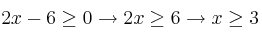 2x-6 \geq 0 \rightarrow 2x \geq6 \rightarrow x \geq 3