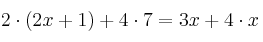 2 \cdot (2x+1)+4 \cdot 7=3x+4 \cdot x