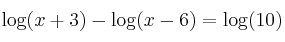 \log (x+3) - \log (x-6) = \log (10)