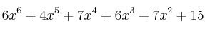 6x^6+4x^5+7x^4+6x^3+7x^2+15