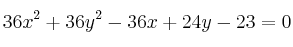 36x^2 + 36y^2-36x+24y-23 = 0