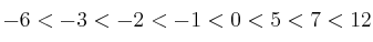 -6<-3<-2<-1<0<5<7<12