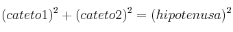 (cateto1)^2 + (cateto2)^2 = (hipotenusa)^2 (cateto1)^2 + (cateto2)^2 = (hipotenusa)^2