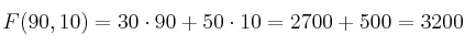 F(90,10)=30 \cdot 90 +50 \cdot 10=2700+500=3200