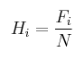 \:\: H_i=\frac{F_i}{N} \:\: H_i=\frac{F_i}{N}