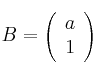 B = \left(
\begin{array}{c}
a \\
1
\end{array}
\right)
